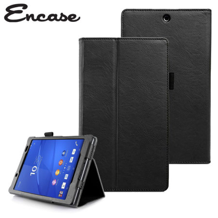 Leather-Style Sony Z3 Tablet Compact Wallet Stand Case - Black