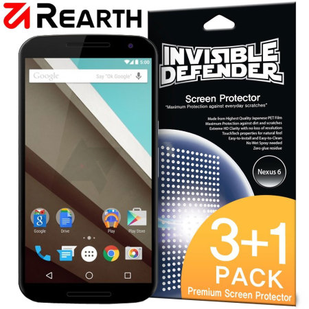 Rearth Invisible Defender 3 + 1 näytönsuojapakkaus Google Nexus 6