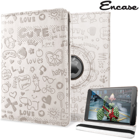 Encase Doodle Rotating iPad Mini 3 / 2 / 1 Case - Wit 