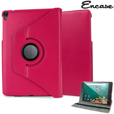 Encase Leather-Style Rotating Google Nexus 9 Case - Pink