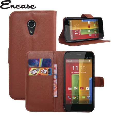 Encase Moto G 2nd Gen Leather-Style Wallet Case - Brown