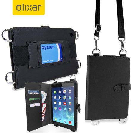 Olixar Premium iPad Mini 3/2/1 Wallet Case & Shoulder Strap - Black