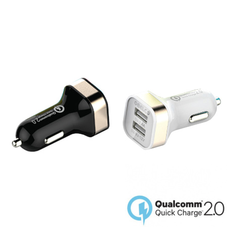 Cargador Coche Doble USB compatible con Carga Rápida Qualcomm - Blanco