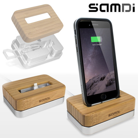 Dock iPhone 6 / 5S / 5C / 5 Samdi Bamboo & Aluminium