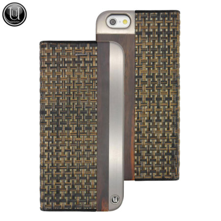 Uunique Aluminium Edge Cane Weave iPhone 6 Folio Case - Brown