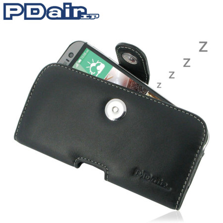PDair Horizontal Leren HTC One M8 Pouch Case - Zwart 