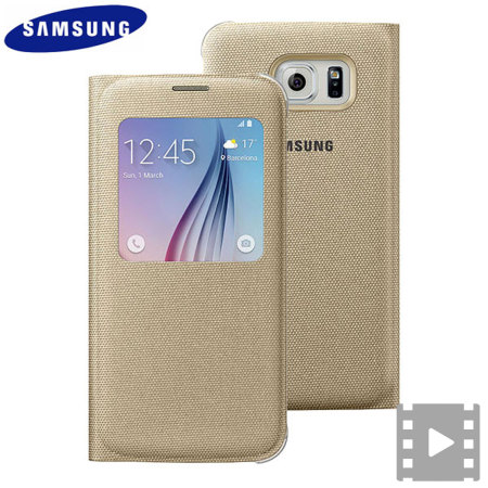 Official Samsung Galaxy S6 S View Fabric Premium Cover Case - Gold