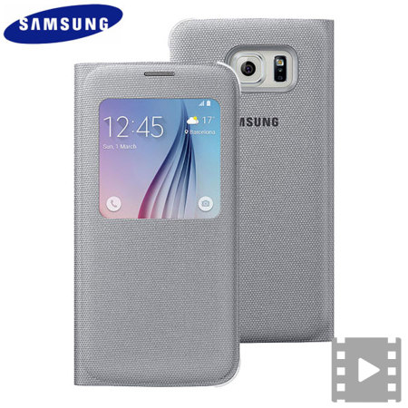 Official Samsung Galaxy S6 S View Fabric Premium Cover Case - Silver