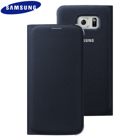 Official Samsung Galaxy S6 Flip Wallet Fabric Cover - Black