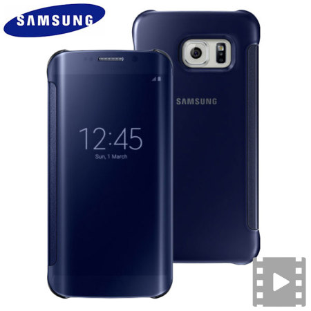 Original Samsung Galaxy S6 Edge Clear View Cover Case in Blau