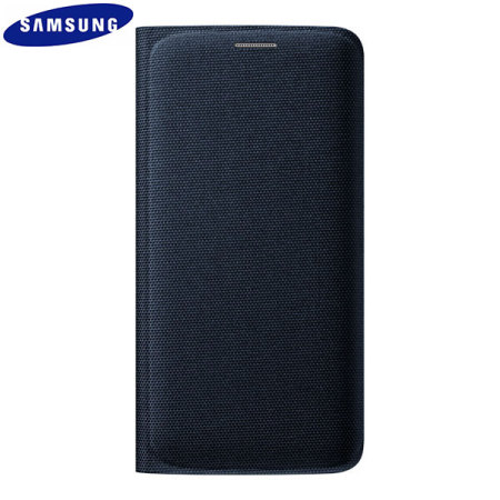 Official Samsung Galaxy S6 Edge Flip Wallet Fabric Cover - Blue/Black