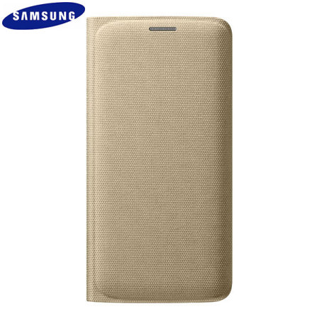 Original Galaxy S6 Edge Tasche Flip Wallet Fabric Cover - Gold