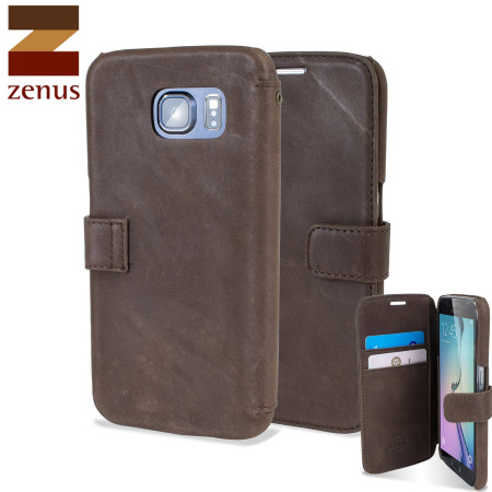 Zenus Vintage Diary Samsung Galaxy S6 Tasche in Dulnkel Braun