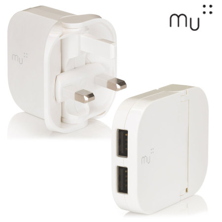 MU Duo Foldable USB Mains Charger 2.4A  - White