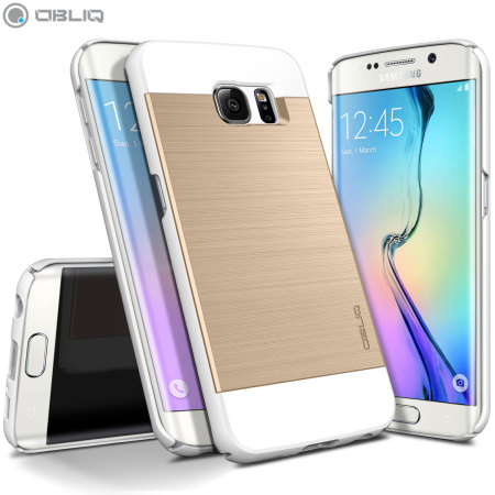Funda Samsung Galaxy S6 Edge Obliq Slim Meta - Blanca Dorada