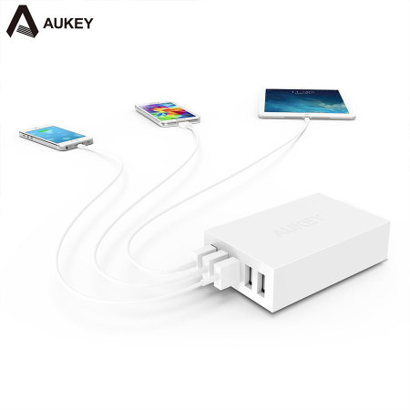 Aukey 5 Port USB Charging Station - White - UK Plug