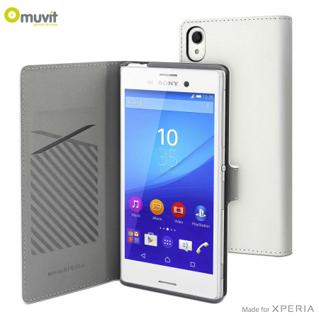 Muvit Slim S Folio Sony Xperia M4 Aqua Wallet Case - White