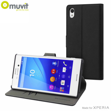 Muvit Wallet Folio Sony Xperia M4 Aqua Case And Stand - Black