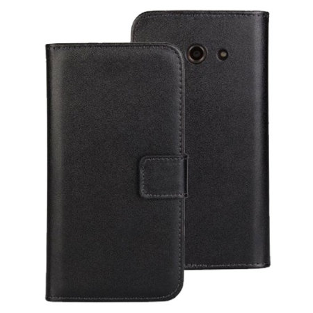 Encase Leather Style Huawei Ascend Y530 Wallet Case - Black