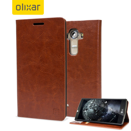 Olixar Leather-Style LG G4 Wallet Stand Case - Brown