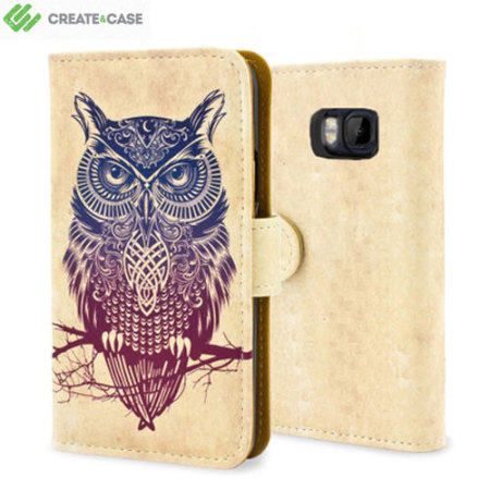 Create And Case HTC One M9 Book Stand Case - Warrior Owl