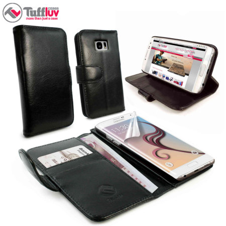 Tuff-Luv Vintage Leather Samsung Galaxy S6 Edge Wallet Case - Black