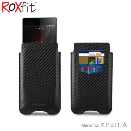 Etui Sony Xperia M4 Aqua Roxfit Wallet - Fibre de carbone / noir