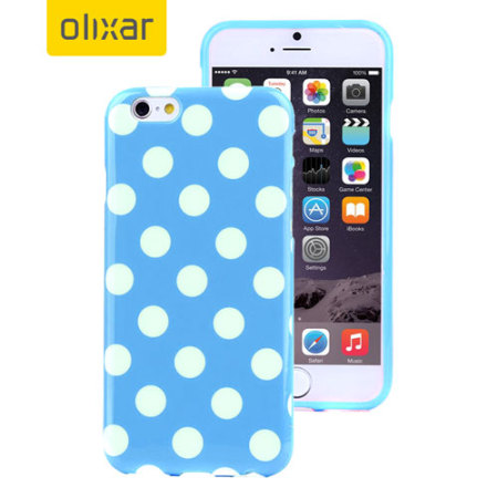 Polka Dot FlexiShield iPhone 6 Plus Gel Case - Blauw 
