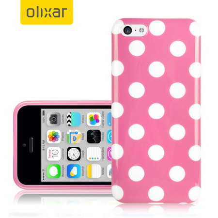 Polka Dot Olixar FlexiShield iPhone 5C Gel Case - Pink