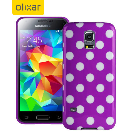 Polka Dot FlexiShield Samsung Galaxy S5 Mini Gel Case - Purple