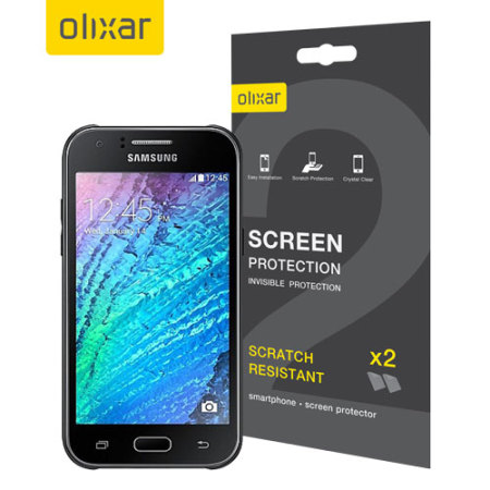 Olixar Samsung Galaxy J1 2015 Displayschutzfolie  2-in-1 Pack