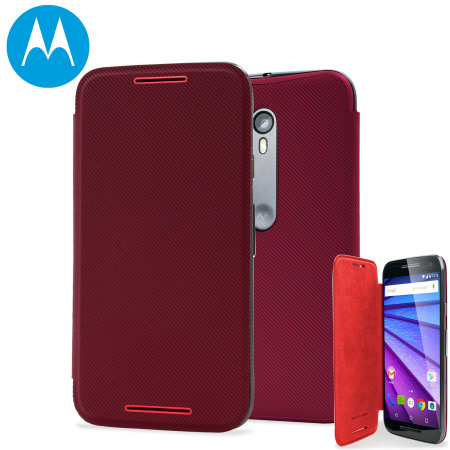 Kwelling Panda compleet Official Motorola Moto G 3rd Gen Flip Shell Cover - Crimson