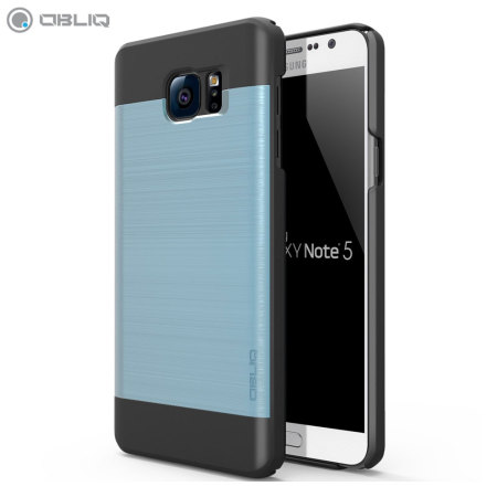 Obliq Slim Meta Samsung Galaxy Note 5 Case - Zwart/ Metallic Blauw 