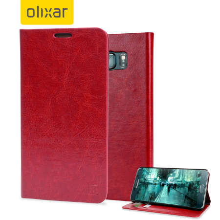 Olixar Leren-Style Samsung Galaxy Note 5 Wallet Case - Rood 
