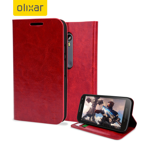 Olixar Leather-Style Motorola Moto G Gen Wallet Case - Red