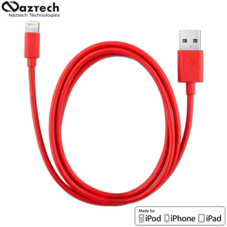 Naztech MFI Sync and Charge Lightning to USB Cable 4ft Red