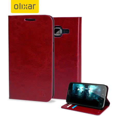 Olixar Leather-Style Samsung Galaxy Core Prime Wallet Case - Red