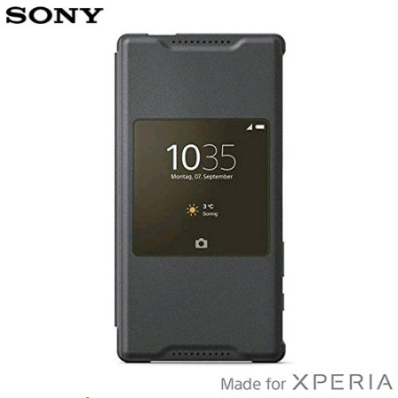 Proberen maak een foto met tijd Official Sony Xperia Z5 Compact Style Cover Smart Window Case - Black