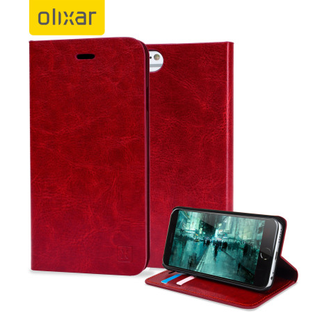 Olixar Leather-Style iPhone 6S / 6 Wallet Stand Case - Red