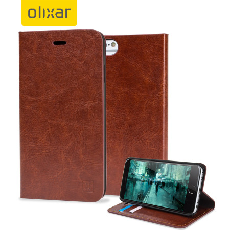 Olixar Leather-Style iPhone 6S Plus / 6 Plus Wallet Stand Case - Brown