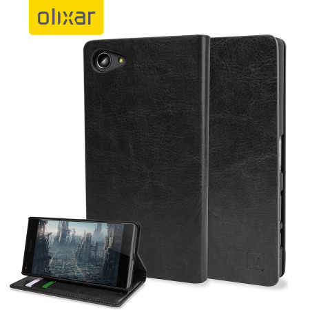 Nieuwjaar ding Geometrie Olixar Leather-Style Sony Xperia Z5 Compact Wallet Stand Case - Black