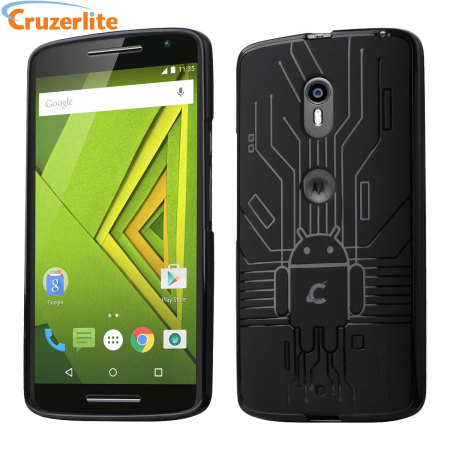 Cruzerlite Motorola Moto X Play Bugdroid Circuit Deksel - Sort