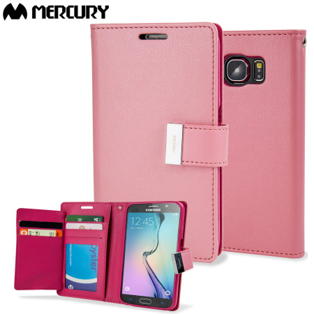 Mercury Rich Diary Samsung Galaxy S6 Premium Wallet Case - Roze