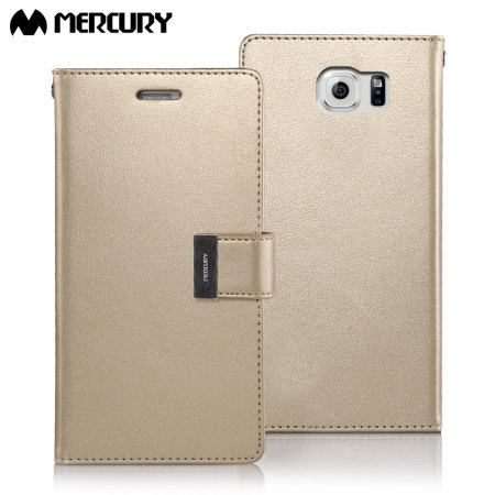  Mercury Rich Diary Samsung Galaxy S6 Premium Wallet Case - Goud
