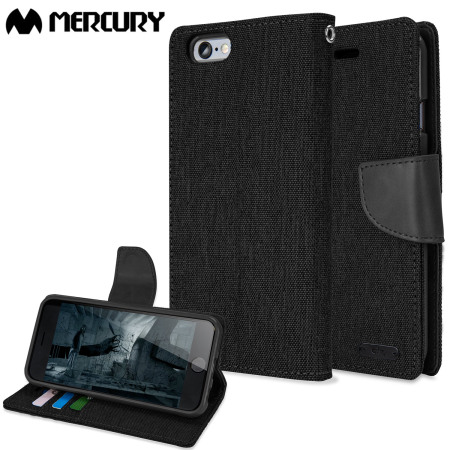 Mercury Canvas Diary iPhone 6S Plus / 6 Plus Wallet Case Hülle Schwarz