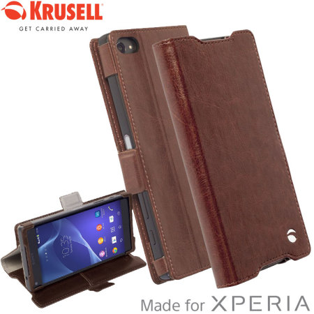 Aubergine Bekend wereld Krusell Ekero Sony Xperia Z5 Compact Folio Wallet Case - Brown