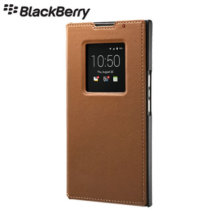 Official BlackBerry Priv Leather Flip Case - Brown