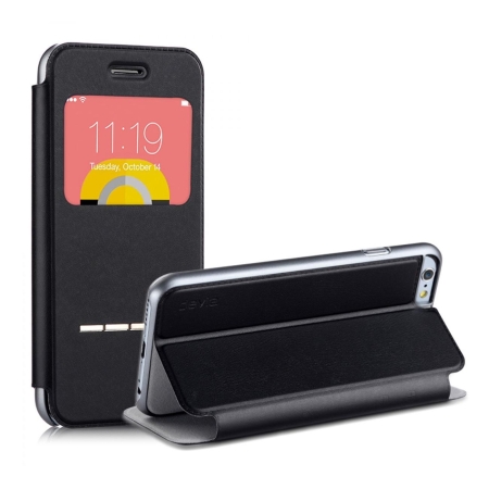Active Leather-Style iPhone 6S/6 Flip Shell Case - Black
