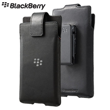 Funda Blackberry Priv Oficial de Piel con Pinza de Cinturón - Negra