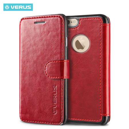 ik ben verdwaald Schepsel Maak een naam Verus Dandy Leather-Style iPhone 6/6S Plus Wallet Case - Rood